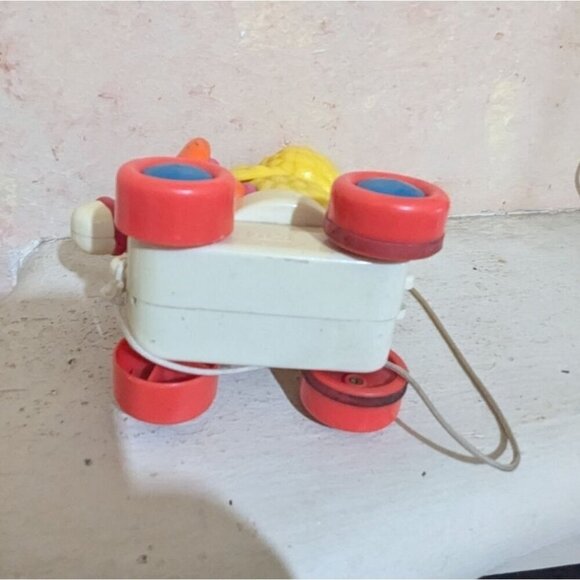 Sesame Street Big Bird Pull Toy Vintage 1980s With red  and blue wheels - Picture 6 of 10
